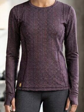 Lole‎ Run Long Sleeve Top Geometric Print Red Purple Berry Size M